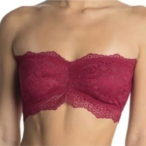 Free People Lacey Looks Bandeau Bralette Burgundy Women's Small NWT